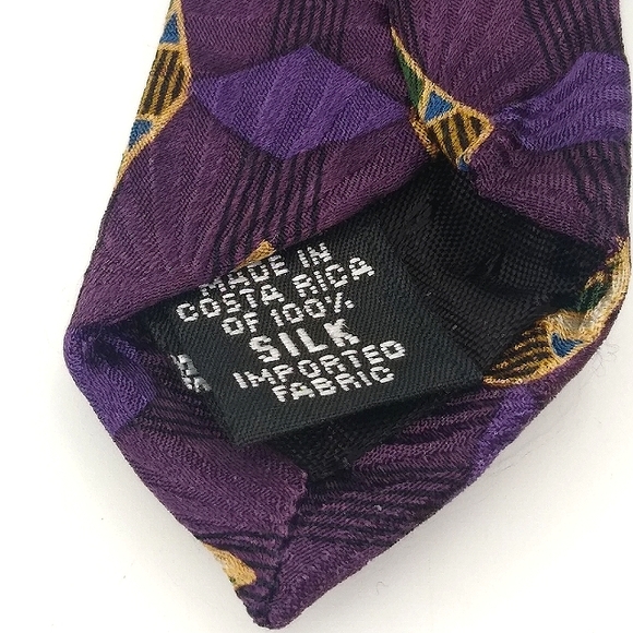 Barrington 100% Silk Purple Jacquard Geometric Foulard Necktie Men's Tie - Picture 7 of 12